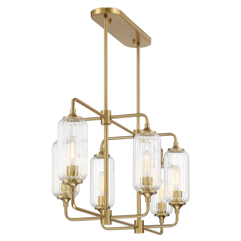 Six Light Linear Chandelier<br /><span style="color:#4AB0CE;">Entrega: 4-10 dias en USA</span><br /><span style="color:#4AB0CE;font-size:60%;">PREGUNTE POR ENTREGA EN PANAMA</span><br />Collection: Holton<br />Finish: Warm Brass