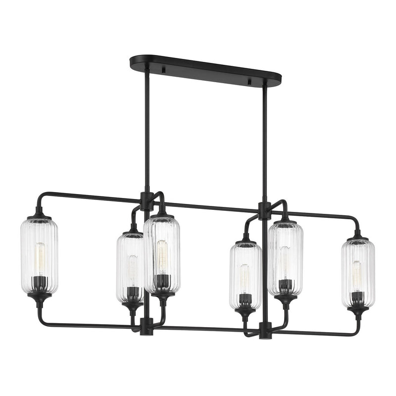 Six Light Linear Chandelier<br /><span style="color:#4AB0CE;">Entrega: 4-10 dias en USA</span><br /><span style="color:#4AB0CE;font-size:60%;">PREGUNTE POR ENTREGA EN PANAMA</span><br />Collection: Holton<br />Finish: Matte Black