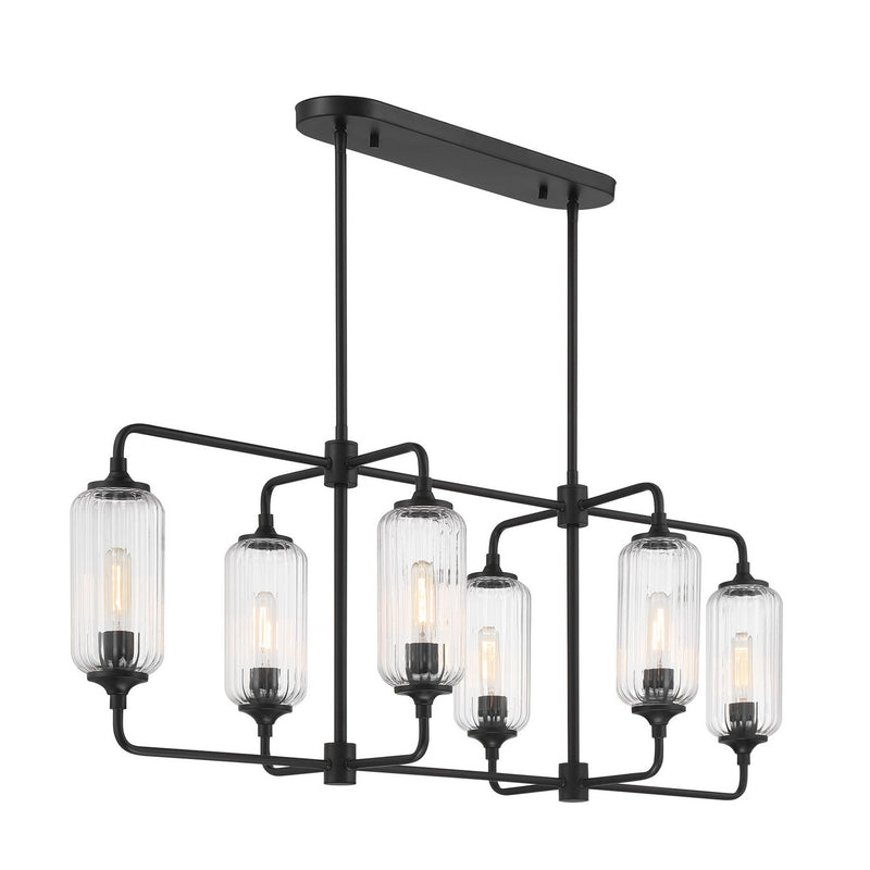 Six Light Linear Chandelier<br /><span style="color:#4AB0CE;">Entrega: 4-10 dias en USA</span><br /><span style="color:#4AB0CE;font-size:60%;">PREGUNTE POR ENTREGA EN PANAMA</span><br />Collection: Holton<br />Finish: Matte Black