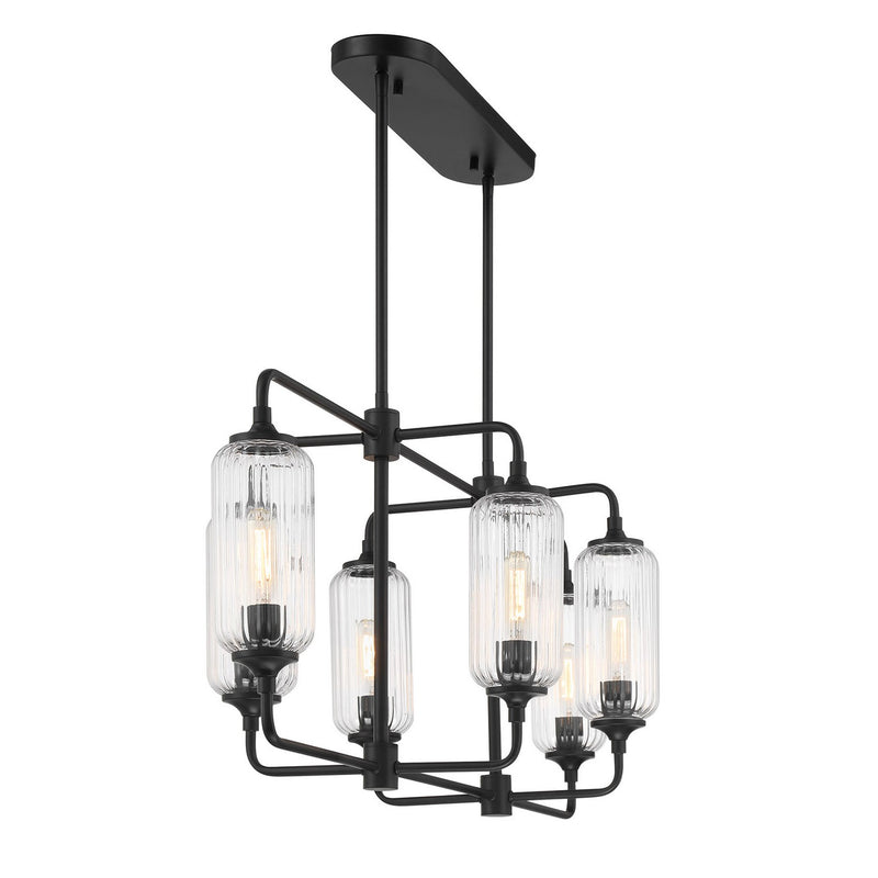 Six Light Linear Chandelier<br /><span style="color:#4AB0CE;">Entrega: 4-10 dias en USA</span><br /><span style="color:#4AB0CE;font-size:60%;">PREGUNTE POR ENTREGA EN PANAMA</span><br />Collection: Holton<br />Finish: Matte Black