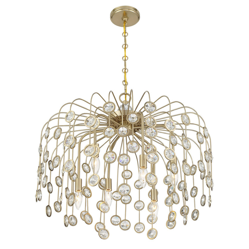 Six Light Chandelier<br /><span style="color:#4AB0CE;">Entrega: 4-10 dias en USA</span><br /><span style="color:#4AB0CE;font-size:60%;">PREGUNTE POR ENTREGA EN PANAMA</span><br />Collection: Irina<br />Finish: Noble Brass