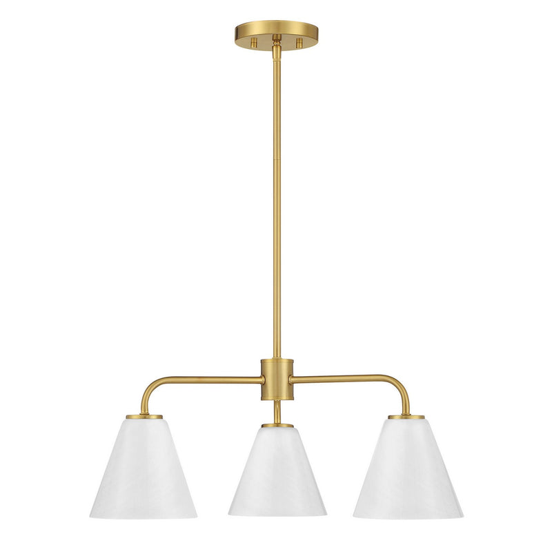 Three Light Chandelier<br /><span style="color:#4AB0CE;">Entrega: 4-10 dias en USA</span><br /><span style="color:#4AB0CE;font-size:60%;">PREGUNTE POR ENTREGA EN PANAMA</span><br />Collection: Blair<br />Finish: Warm Brass