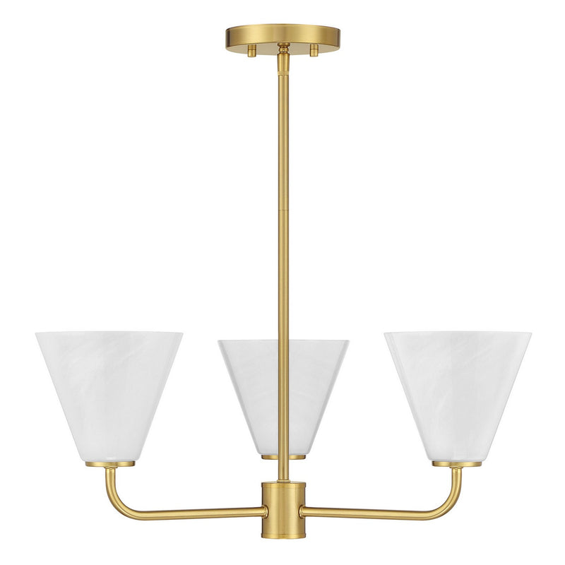 Three Light Chandelier<br /><span style="color:#4AB0CE;">Entrega: 4-10 dias en USA</span><br /><span style="color:#4AB0CE;font-size:60%;">PREGUNTE POR ENTREGA EN PANAMA</span><br />Collection: Blair<br />Finish: Warm Brass