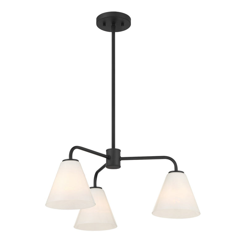 Three Light Chandelier<br /><span style="color:#4AB0CE;">Entrega: 4-10 dias en USA</span><br /><span style="color:#4AB0CE;font-size:60%;">PREGUNTE POR ENTREGA EN PANAMA</span><br />Collection: Blair<br />Finish: Matte Black