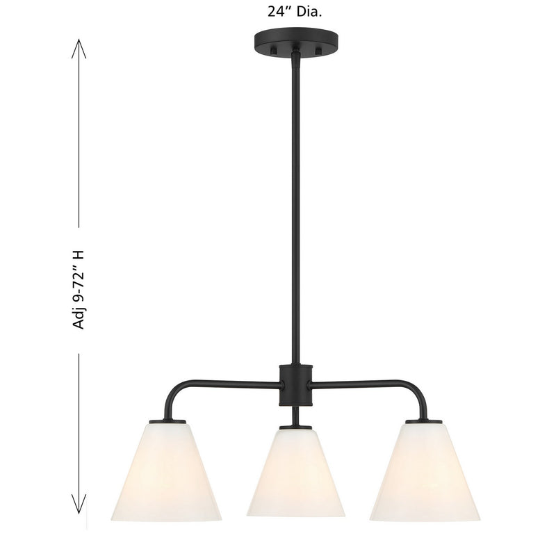 Three Light Chandelier<br /><span style="color:#4AB0CE;">Entrega: 4-10 dias en USA</span><br /><span style="color:#4AB0CE;font-size:60%;">PREGUNTE POR ENTREGA EN PANAMA</span><br />Collection: Blair<br />Finish: Matte Black