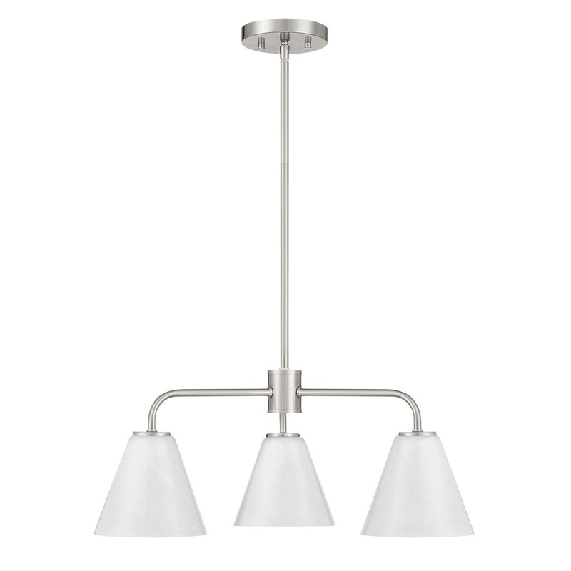 Three Light Chandelier<br /><span style="color:#4AB0CE;">Entrega: 4-10 dias en USA</span><br /><span style="color:#4AB0CE;font-size:60%;">PREGUNTE POR ENTREGA EN PANAMA</span><br />Collection: Blair<br />Finish: Satin Nickel