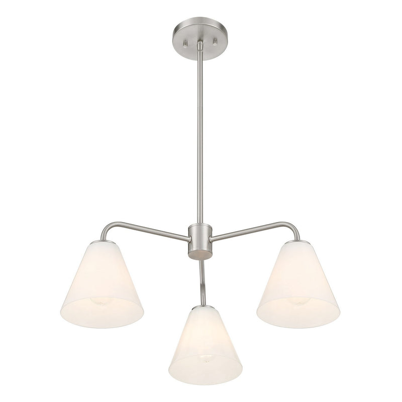 Three Light Chandelier<br /><span style="color:#4AB0CE;">Entrega: 4-10 dias en USA</span><br /><span style="color:#4AB0CE;font-size:60%;">PREGUNTE POR ENTREGA EN PANAMA</span><br />Collection: Blair<br />Finish: Satin Nickel