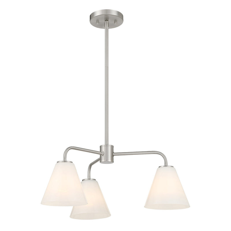 Three Light Chandelier<br /><span style="color:#4AB0CE;">Entrega: 4-10 dias en USA</span><br /><span style="color:#4AB0CE;font-size:60%;">PREGUNTE POR ENTREGA EN PANAMA</span><br />Collection: Blair<br />Finish: Satin Nickel