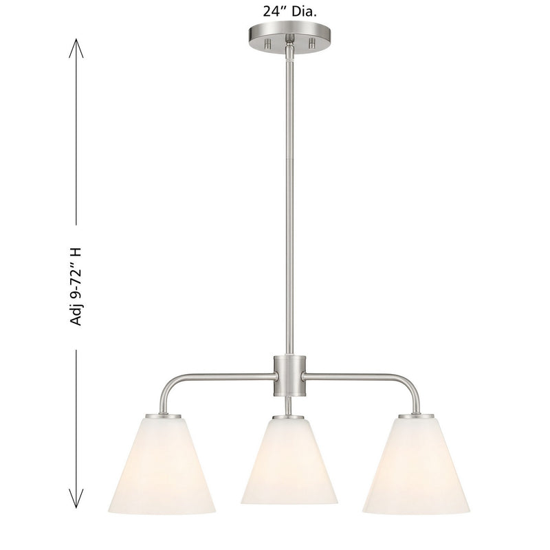 Three Light Chandelier<br /><span style="color:#4AB0CE;">Entrega: 4-10 dias en USA</span><br /><span style="color:#4AB0CE;font-size:60%;">PREGUNTE POR ENTREGA EN PANAMA</span><br />Collection: Blair<br />Finish: Satin Nickel