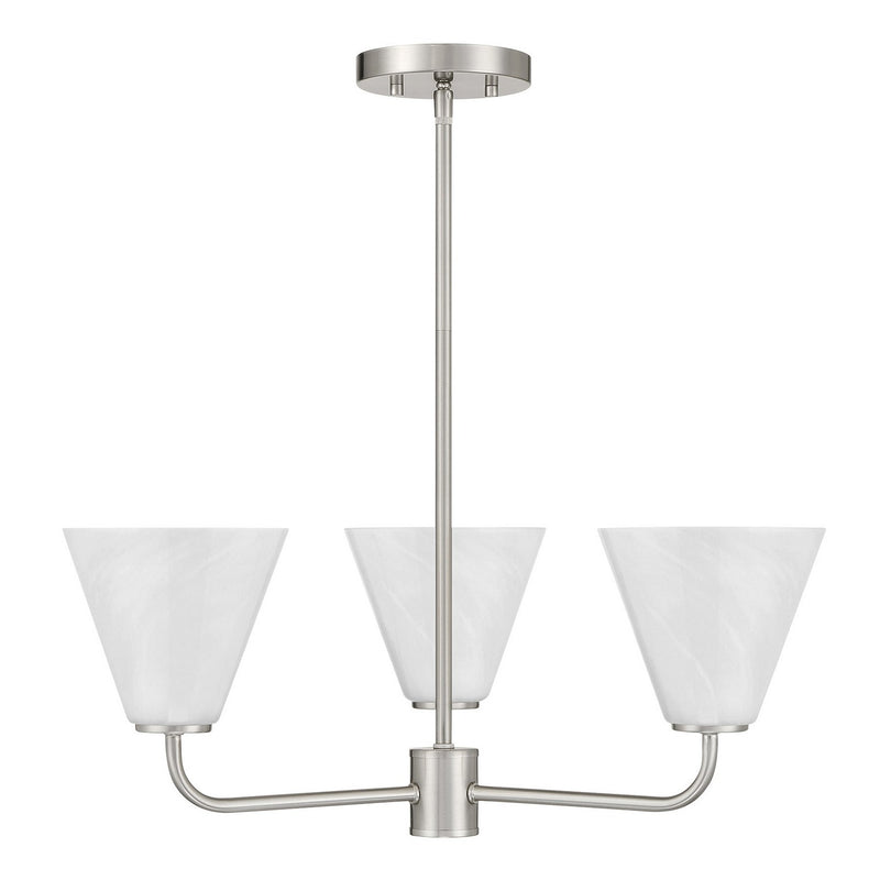 Three Light Chandelier<br /><span style="color:#4AB0CE;">Entrega: 4-10 dias en USA</span><br /><span style="color:#4AB0CE;font-size:60%;">PREGUNTE POR ENTREGA EN PANAMA</span><br />Collection: Blair<br />Finish: Satin Nickel