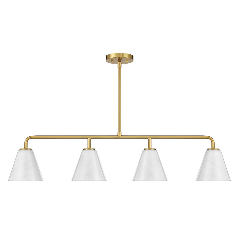 Four Light Linear Chandelier<br /><span style="color:#4AB0CE;">Entrega: 4-10 dias en USA</span><br /><span style="color:#4AB0CE;font-size:60%;">PREGUNTE POR ENTREGA EN PANAMA</span><br />Collection: Blair<br />Finish: Warm Brass