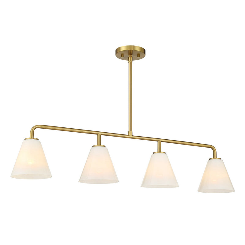 Four Light Linear Chandelier<br /><span style="color:#4AB0CE;">Entrega: 4-10 dias en USA</span><br /><span style="color:#4AB0CE;font-size:60%;">PREGUNTE POR ENTREGA EN PANAMA</span><br />Collection: Blair<br />Finish: Warm Brass