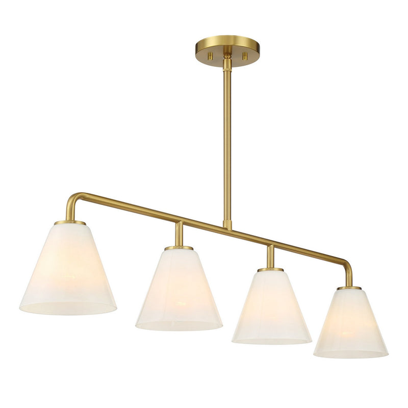 Four Light Linear Chandelier<br /><span style="color:#4AB0CE;">Entrega: 4-10 dias en USA</span><br /><span style="color:#4AB0CE;font-size:60%;">PREGUNTE POR ENTREGA EN PANAMA</span><br />Collection: Blair<br />Finish: Warm Brass