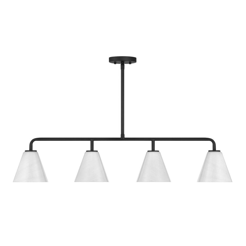 Four Light Linear Chandelier<br /><span style="color:#4AB0CE;">Entrega: 4-10 dias en USA</span><br /><span style="color:#4AB0CE;font-size:60%;">PREGUNTE POR ENTREGA EN PANAMA</span><br />Collection: Blair<br />Finish: Matte Black