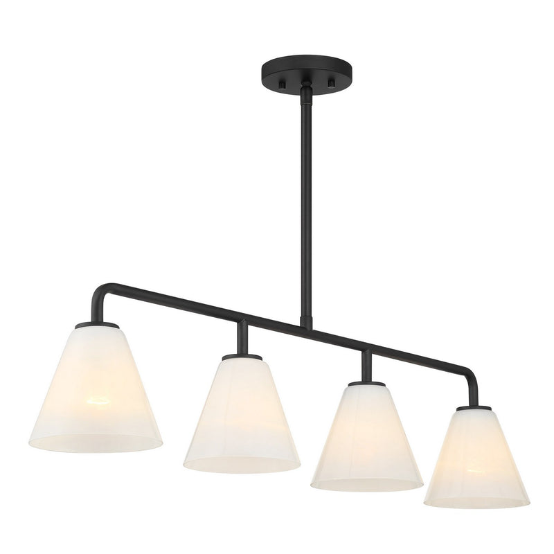Four Light Linear Chandelier<br /><span style="color:#4AB0CE;">Entrega: 4-10 dias en USA</span><br /><span style="color:#4AB0CE;font-size:60%;">PREGUNTE POR ENTREGA EN PANAMA</span><br />Collection: Blair<br />Finish: Matte Black