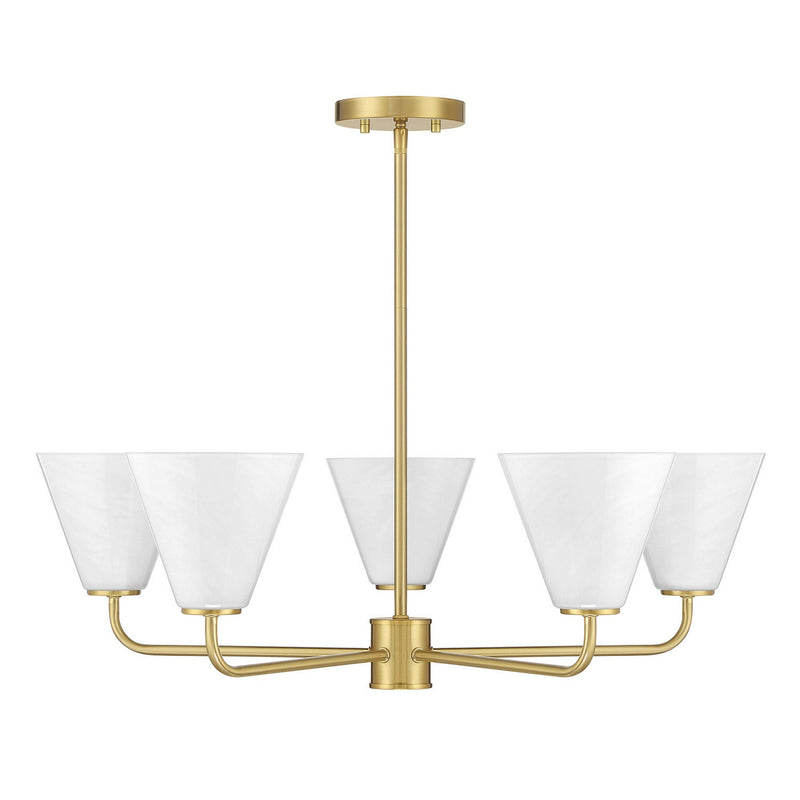 Five Light Chandelier<br /><span style="color:#4AB0CE;">Entrega: 4-10 dias en USA</span><br /><span style="color:#4AB0CE;font-size:60%;">PREGUNTE POR ENTREGA EN PANAMA</span><br />Collection: Blair<br />Finish: Warm Brass