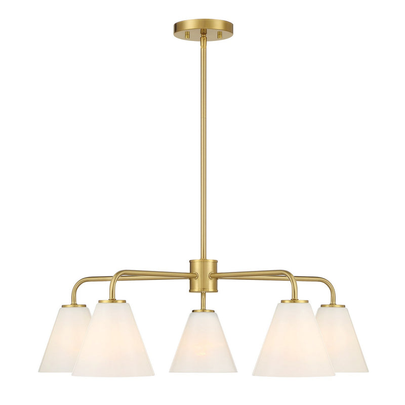 Five Light Chandelier<br /><span style="color:#4AB0CE;">Entrega: 4-10 dias en USA</span><br /><span style="color:#4AB0CE;font-size:60%;">PREGUNTE POR ENTREGA EN PANAMA</span><br />Collection: Blair<br />Finish: Warm Brass