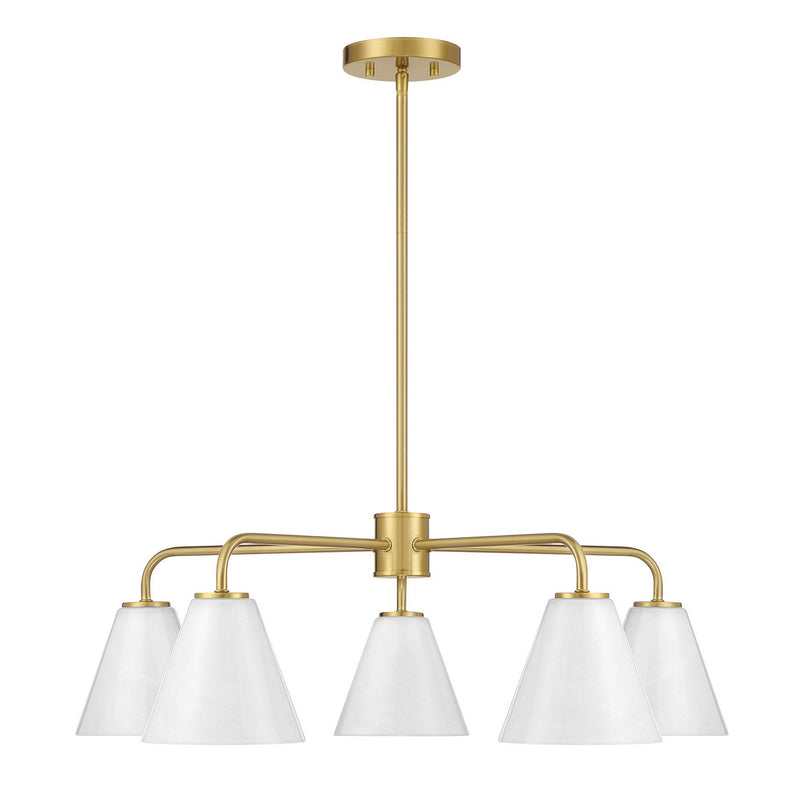 Five Light Chandelier<br /><span style="color:#4AB0CE;">Entrega: 4-10 dias en USA</span><br /><span style="color:#4AB0CE;font-size:60%;">PREGUNTE POR ENTREGA EN PANAMA</span><br />Collection: Blair<br />Finish: Warm Brass