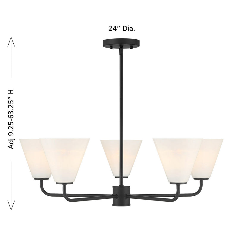 Five Light Chandelier<br /><span style="color:#4AB0CE;">Entrega: 4-10 dias en USA</span><br /><span style="color:#4AB0CE;font-size:60%;">PREGUNTE POR ENTREGA EN PANAMA</span><br />Collection: Blair<br />Finish: Matte Black