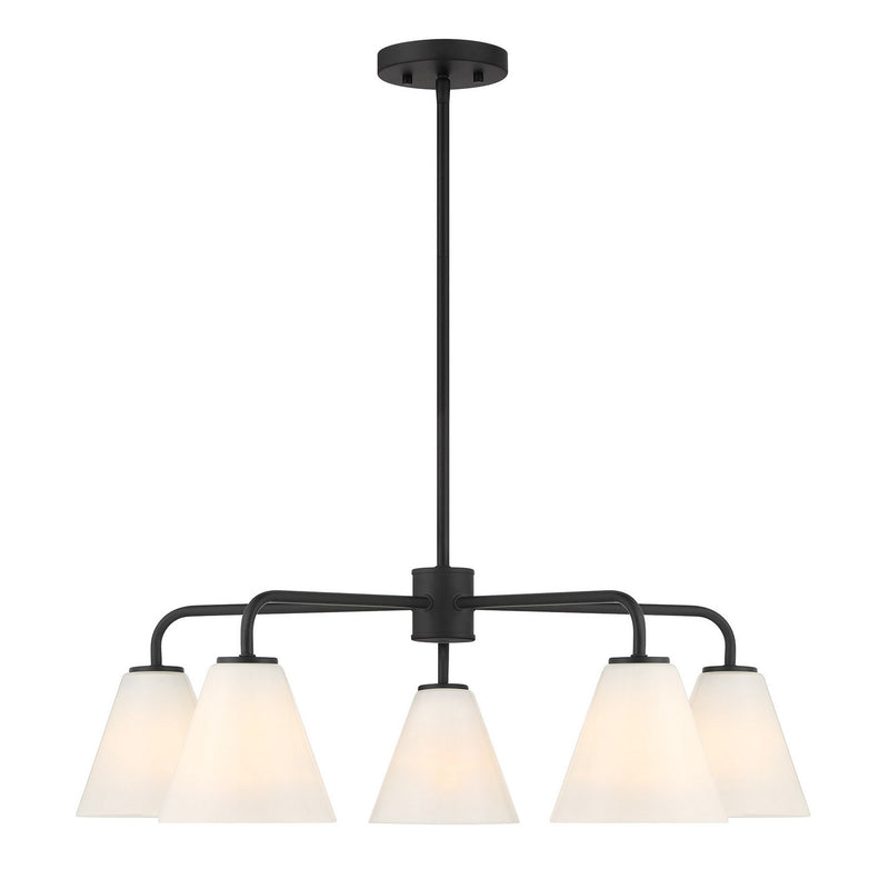 Five Light Chandelier<br /><span style="color:#4AB0CE;">Entrega: 4-10 dias en USA</span><br /><span style="color:#4AB0CE;font-size:60%;">PREGUNTE POR ENTREGA EN PANAMA</span><br />Collection: Blair<br />Finish: Matte Black