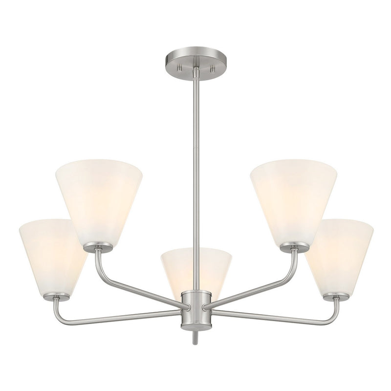 Five Light Chandelier<br /><span style="color:#4AB0CE;">Entrega: 4-10 dias en USA</span><br /><span style="color:#4AB0CE;font-size:60%;">PREGUNTE POR ENTREGA EN PANAMA</span><br />Collection: Blair<br />Finish: Satin Nickel