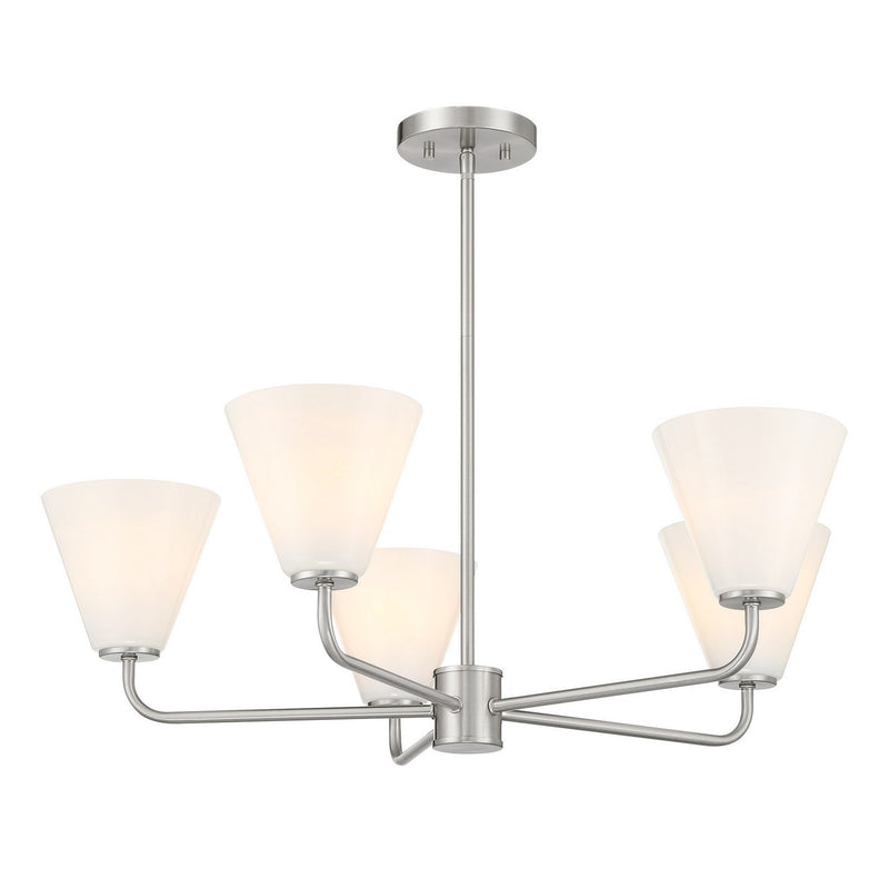 Five Light Chandelier<br /><span style="color:#4AB0CE;">Entrega: 4-10 dias en USA</span><br /><span style="color:#4AB0CE;font-size:60%;">PREGUNTE POR ENTREGA EN PANAMA</span><br />Collection: Blair<br />Finish: Satin Nickel