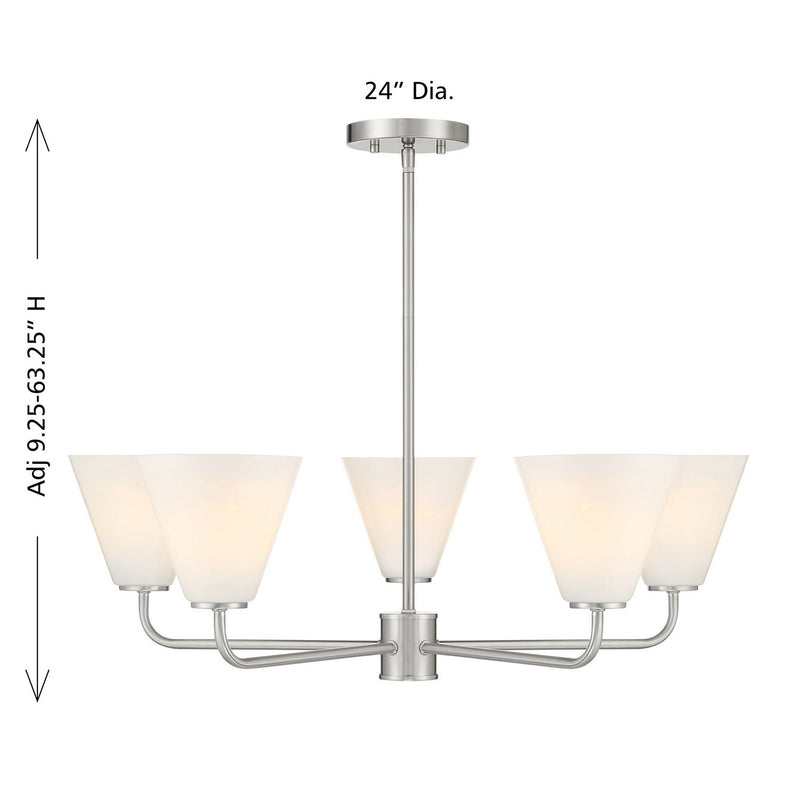 Five Light Chandelier<br /><span style="color:#4AB0CE;">Entrega: 4-10 dias en USA</span><br /><span style="color:#4AB0CE;font-size:60%;">PREGUNTE POR ENTREGA EN PANAMA</span><br />Collection: Blair<br />Finish: Satin Nickel