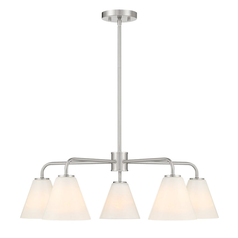 Five Light Chandelier<br /><span style="color:#4AB0CE;">Entrega: 4-10 dias en USA</span><br /><span style="color:#4AB0CE;font-size:60%;">PREGUNTE POR ENTREGA EN PANAMA</span><br />Collection: Blair<br />Finish: Satin Nickel