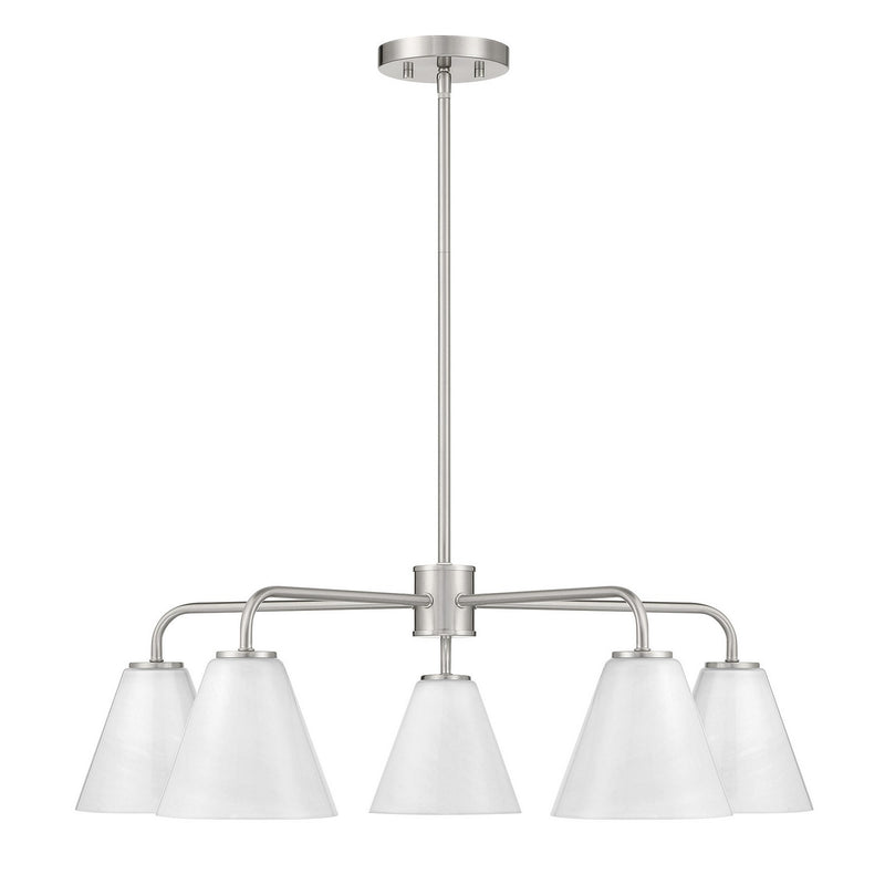 Five Light Chandelier<br /><span style="color:#4AB0CE;">Entrega: 4-10 dias en USA</span><br /><span style="color:#4AB0CE;font-size:60%;">PREGUNTE POR ENTREGA EN PANAMA</span><br />Collection: Blair<br />Finish: Satin Nickel