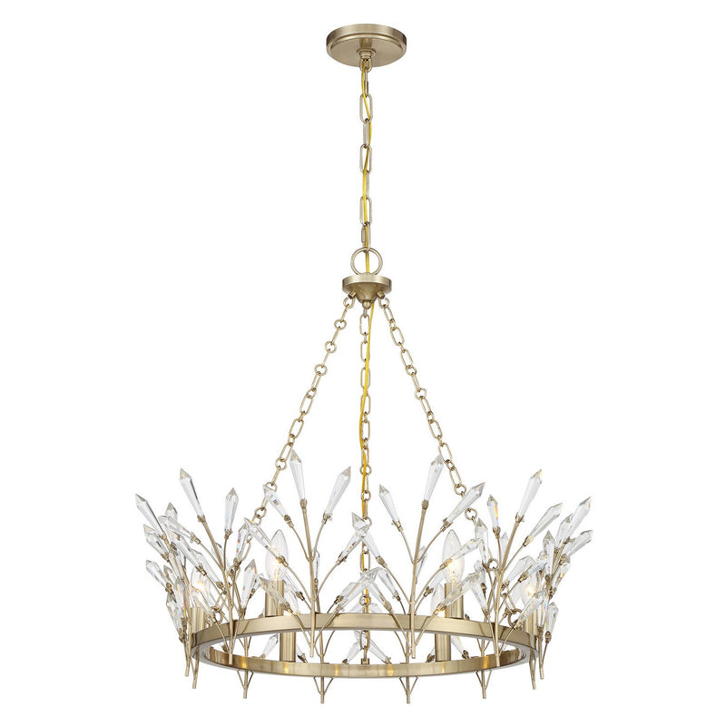 Six Light Chandelier<br /><span style="color:#4AB0CE;">Entrega: 8-9 semanas en USA</span><br /><span style="color:#4AB0CE;font-size:60%;">PREGUNTE POR ENTREGA EN PANAMA</span><br />Collection: Orianna<br />Finish: Noble Brass