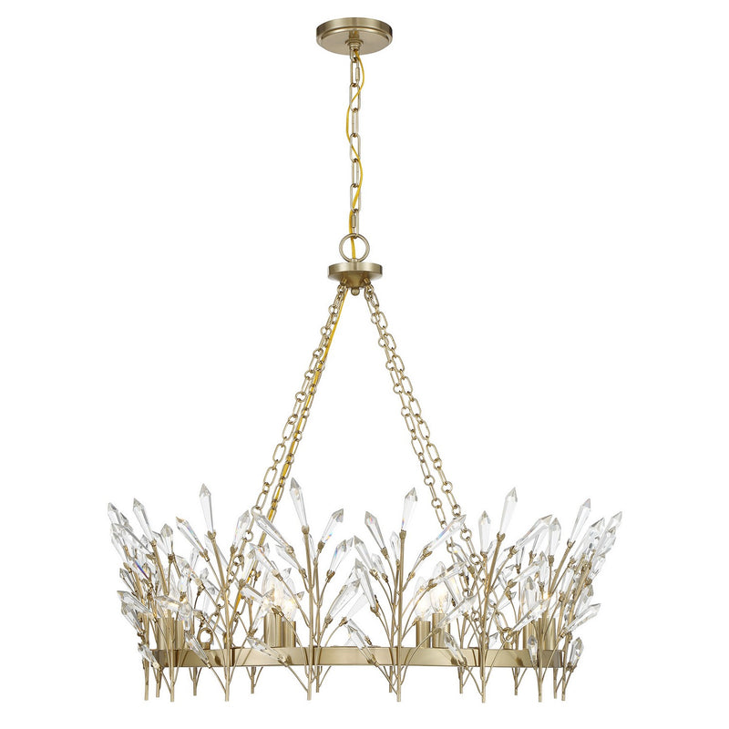 Eight Light Chandelier<br /><span style="color:#4AB0CE;">Entrega: 4-10 dias en USA</span><br /><span style="color:#4AB0CE;font-size:60%;">PREGUNTE POR ENTREGA EN PANAMA</span><br />Collection: Orianna<br />Finish: Noble Brass