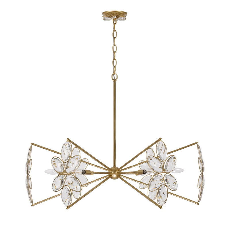Six Light Chandelier<br /><span style="color:#4AB0CE;">Entrega: 4-10 dias en USA</span><br /><span style="color:#4AB0CE;font-size:60%;">PREGUNTE POR ENTREGA EN PANAMA</span><br />Collection: Marbella<br />Finish: Gold Shimmer