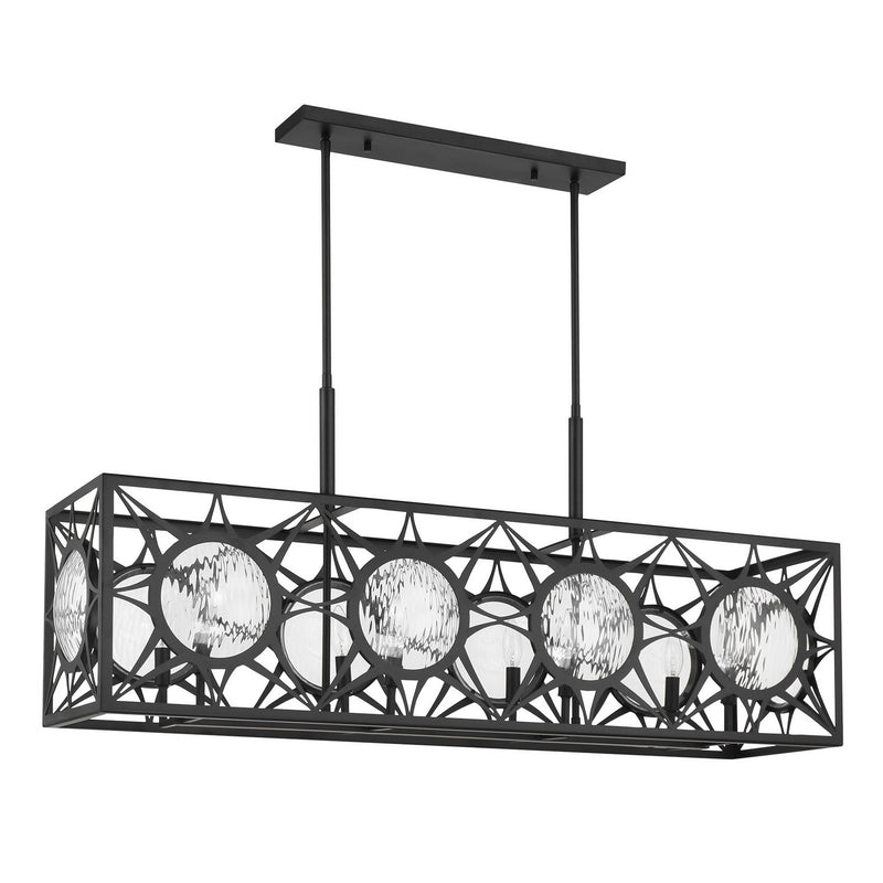 Eight Light Linear Chandelier<br /><span style="color:#4AB0CE;">Entrega: 4-10 dias en USA</span><br /><span style="color:#4AB0CE;font-size:60%;">PREGUNTE POR ENTREGA EN PANAMA</span><br />Collection: Balfour<br />Finish: Matte Black