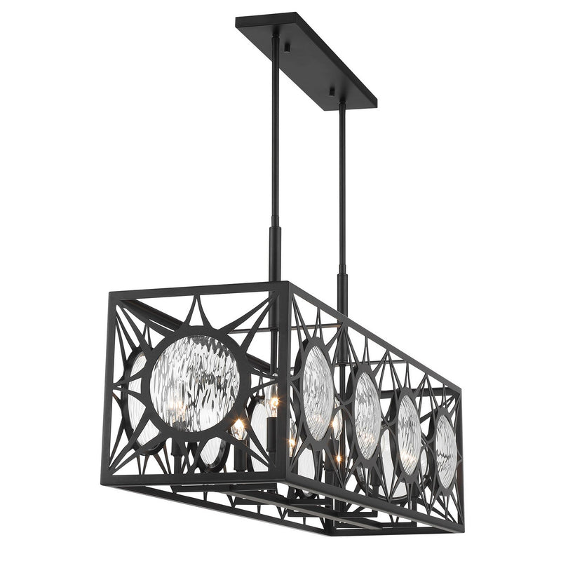 Eight Light Linear Chandelier<br /><span style="color:#4AB0CE;">Entrega: 4-10 dias en USA</span><br /><span style="color:#4AB0CE;font-size:60%;">PREGUNTE POR ENTREGA EN PANAMA</span><br />Collection: Balfour<br />Finish: Matte Black