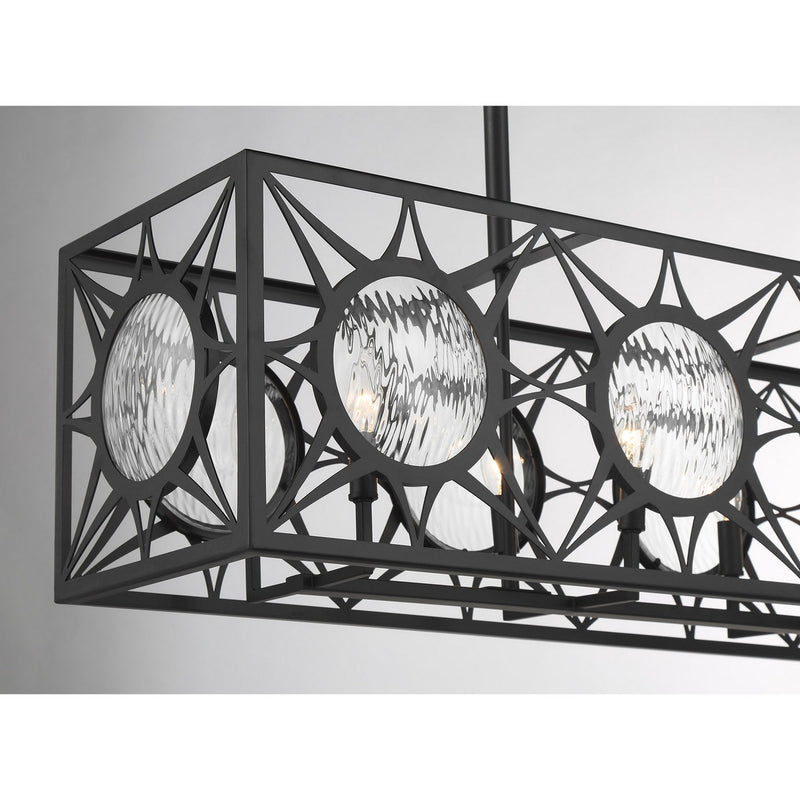 Eight Light Linear Chandelier<br /><span style="color:#4AB0CE;">Entrega: 4-10 dias en USA</span><br /><span style="color:#4AB0CE;font-size:60%;">PREGUNTE POR ENTREGA EN PANAMA</span><br />Collection: Balfour<br />Finish: Matte Black