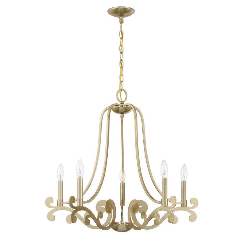 Five Light Chandelier<br /><span style="color:#4AB0CE;">Entrega: 4-10 dias en USA</span><br /><span style="color:#4AB0CE;font-size:60%;">PREGUNTE POR ENTREGA EN PANAMA</span><br />Collection: Lombard<br />Finish: Noble Brass