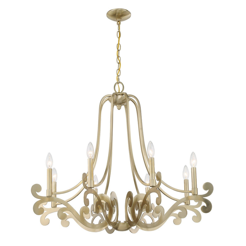 Eight Light Chandelier<br /><span style="color:#4AB0CE;">Entrega: 4-10 dias en USA</span><br /><span style="color:#4AB0CE;font-size:60%;">PREGUNTE POR ENTREGA EN PANAMA</span><br />Collection: Lombard<br />Finish: Noble Brass