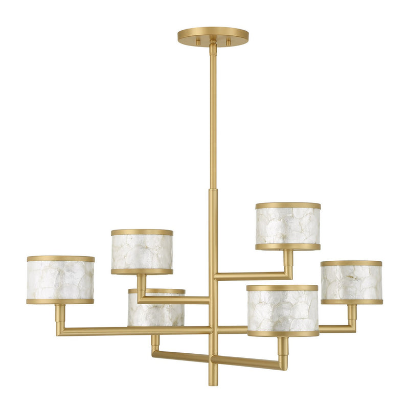 Six Light Chandelier<br /><span style="color:#4AB0CE;">Entrega: 4-10 dias en USA</span><br /><span style="color:#4AB0CE;font-size:60%;">PREGUNTE POR ENTREGA EN PANAMA</span><br />Collection: Mariquita<br />Finish: Spun Gold