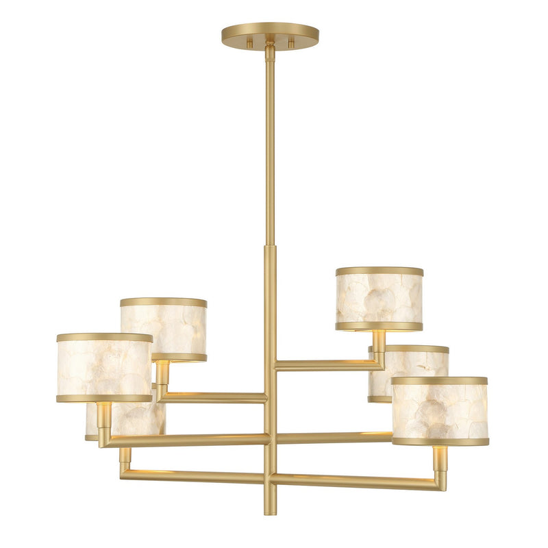 Six Light Chandelier<br /><span style="color:#4AB0CE;">Entrega: 4-10 dias en USA</span><br /><span style="color:#4AB0CE;font-size:60%;">PREGUNTE POR ENTREGA EN PANAMA</span><br />Collection: Mariquita<br />Finish: Spun Gold