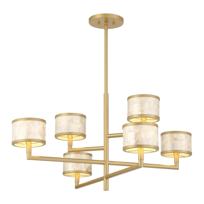 Six Light Chandelier<br /><span style="color:#4AB0CE;">Entrega: 4-10 dias en USA</span><br /><span style="color:#4AB0CE;font-size:60%;">PREGUNTE POR ENTREGA EN PANAMA</span><br />Collection: Mariquita<br />Finish: Spun Gold