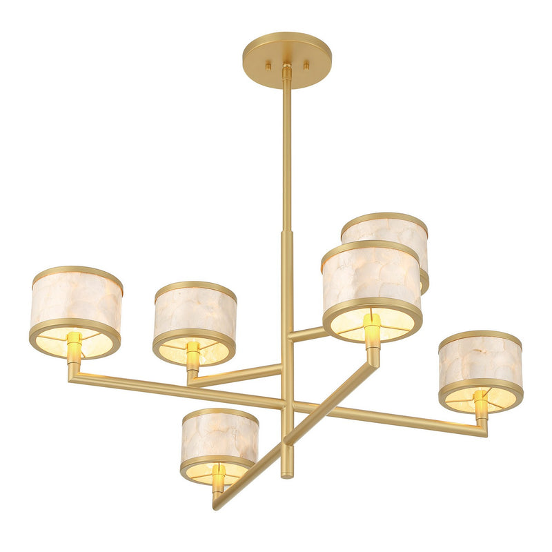 Six Light Chandelier<br /><span style="color:#4AB0CE;">Entrega: 4-10 dias en USA</span><br /><span style="color:#4AB0CE;font-size:60%;">PREGUNTE POR ENTREGA EN PANAMA</span><br />Collection: Mariquita<br />Finish: Spun Gold