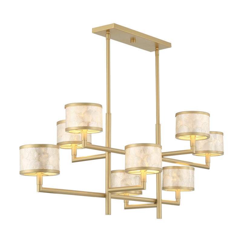 Eight Light Chandelier<br /><span style="color:#4AB0CE;">Entrega: 4-10 dias en USA</span><br /><span style="color:#4AB0CE;font-size:60%;">PREGUNTE POR ENTREGA EN PANAMA</span><br />Collection: Mariquita<br />Finish: Spun Gold