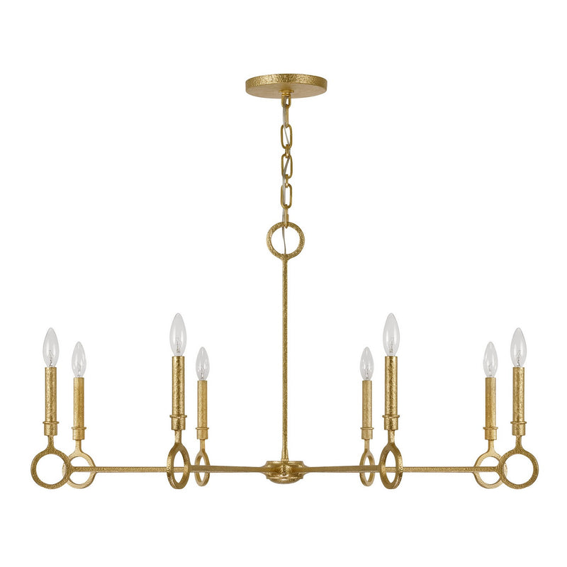 Eight Light Chandelier<br /><span style="color:#4AB0CE;">Entrega: 4-10 dias en USA</span><br /><span style="color:#4AB0CE;font-size:60%;">PREGUNTE POR ENTREGA EN PANAMA</span><br />Collection: Noah<br />Finish: Gold Armory