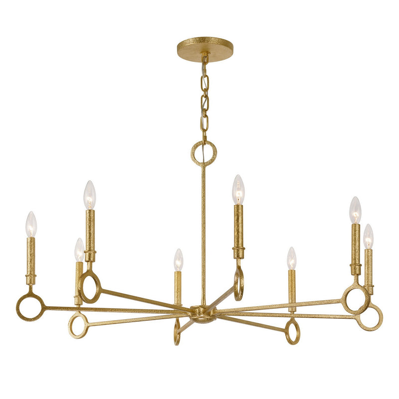 Eight Light Chandelier<br /><span style="color:#4AB0CE;">Entrega: 4-10 dias en USA</span><br /><span style="color:#4AB0CE;font-size:60%;">PREGUNTE POR ENTREGA EN PANAMA</span><br />Collection: Noah<br />Finish: Gold Armory