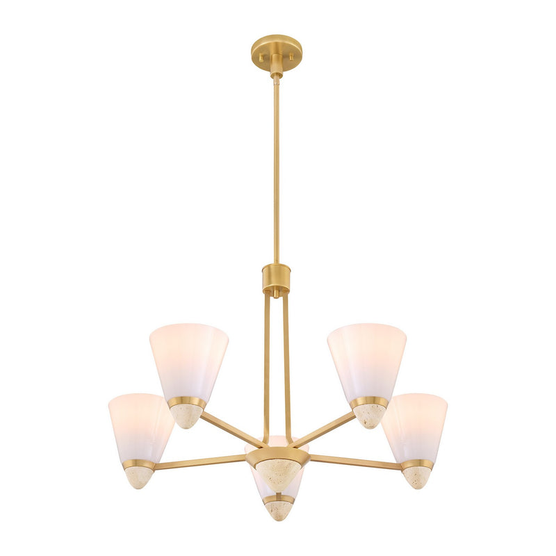 Five Light Chandelier<br /><span style="color:#4AB0CE;">Entrega: 4-10 dias en USA</span><br /><span style="color:#4AB0CE;font-size:60%;">PREGUNTE POR ENTREGA EN PANAMA</span><br />Collection: Kohlman<br />Finish: Warm Brass