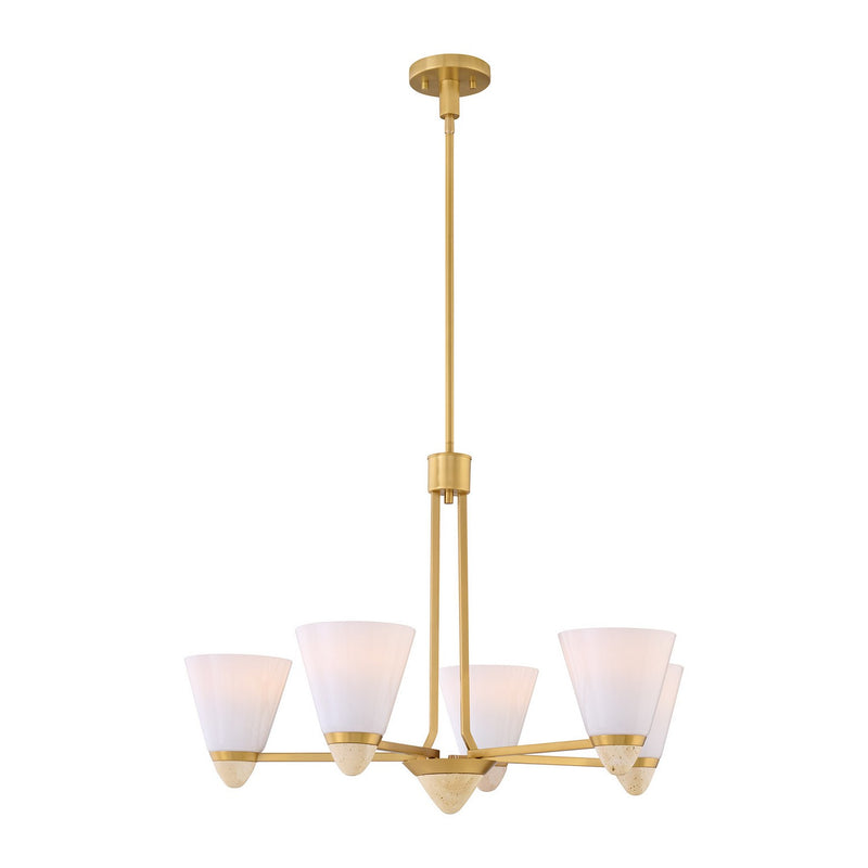 Five Light Chandelier<br /><span style="color:#4AB0CE;">Entrega: 4-10 dias en USA</span><br /><span style="color:#4AB0CE;font-size:60%;">PREGUNTE POR ENTREGA EN PANAMA</span><br />Collection: Kohlman<br />Finish: Warm Brass