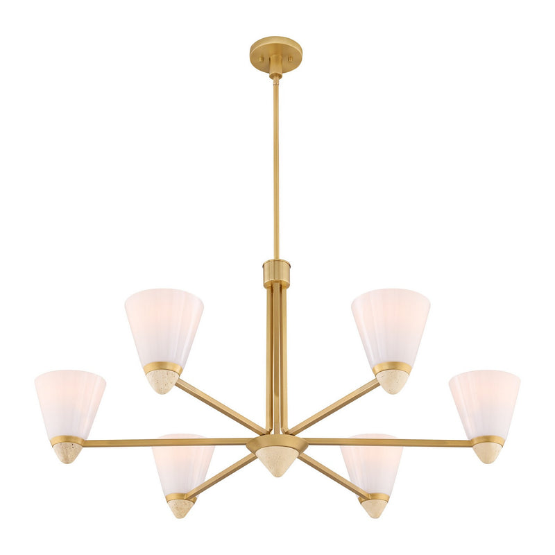 Six Light Chandelier<br /><span style="color:#4AB0CE;">Entrega: 4-10 dias en USA</span><br /><span style="color:#4AB0CE;font-size:60%;">PREGUNTE POR ENTREGA EN PANAMA</span><br />Collection: Kohlman<br />Finish: Warm Brass