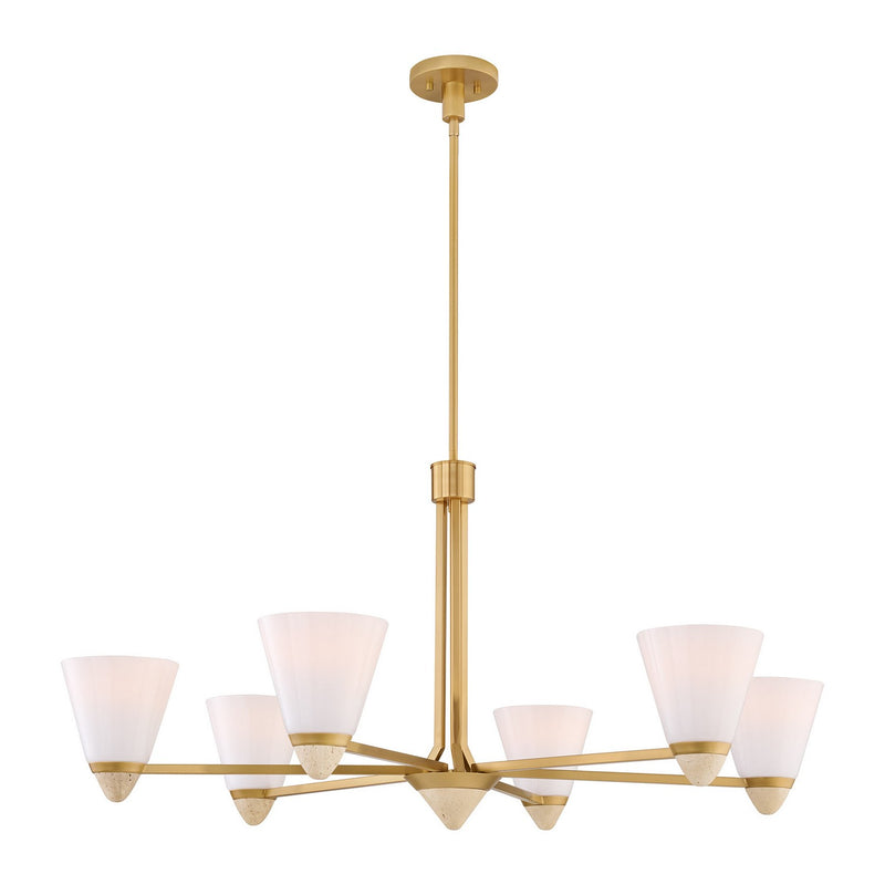Six Light Chandelier<br /><span style="color:#4AB0CE;">Entrega: 4-10 dias en USA</span><br /><span style="color:#4AB0CE;font-size:60%;">PREGUNTE POR ENTREGA EN PANAMA</span><br />Collection: Kohlman<br />Finish: Warm Brass