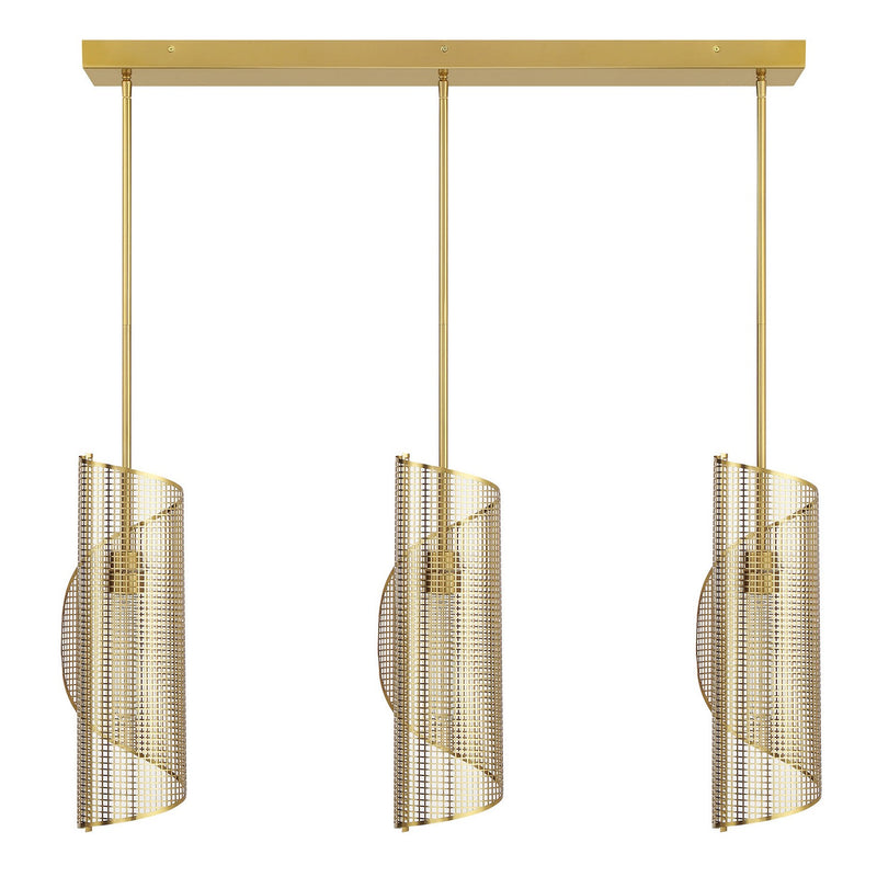 Three Light Linear Chandelier<br /><span style="color:#4AB0CE;">Entrega: 4-10 dias en USA</span><br /><span style="color:#4AB0CE;font-size:60%;">PREGUNTE POR ENTREGA EN PANAMA</span><br />Collection: Hillbourne<br />Finish: Warm Brass