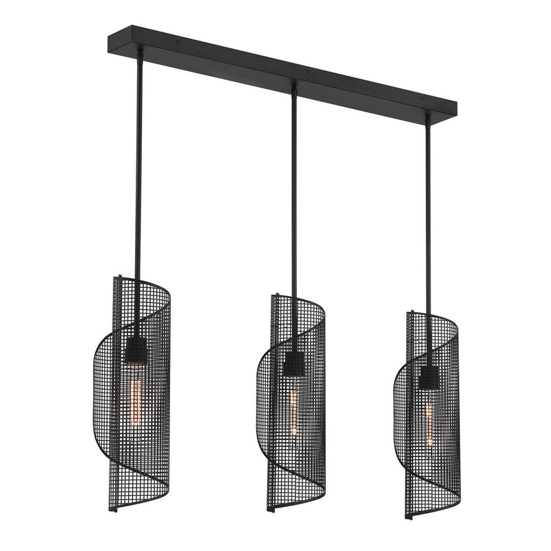 Three Light Linear Chandelier<br /><span style="color:#4AB0CE;">Entrega: 4-10 dias en USA</span><br /><span style="color:#4AB0CE;font-size:60%;">PREGUNTE POR ENTREGA EN PANAMA</span><br />Collection: Hillbourne<br />Finish: Matte Black